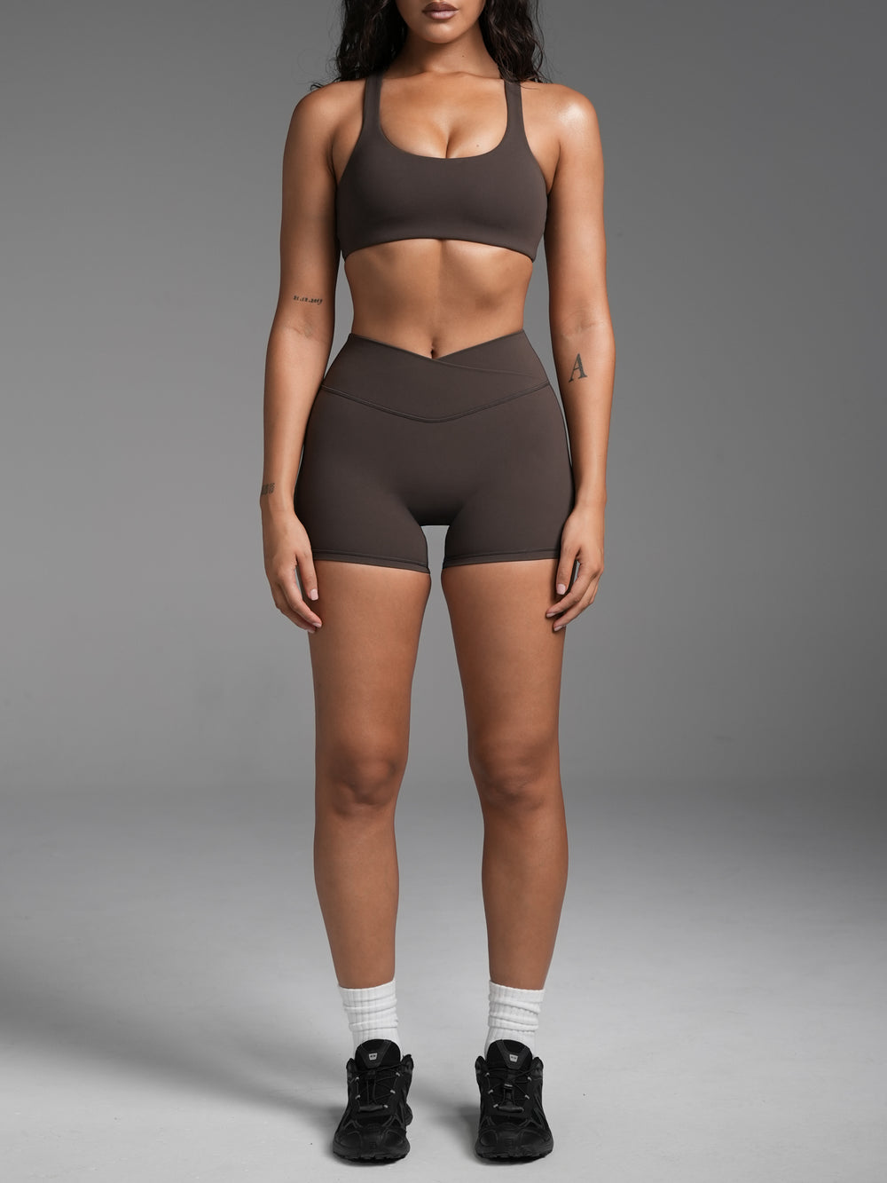 FLX Crossover Invisible Scrunch Shorts 4" Bittersweet