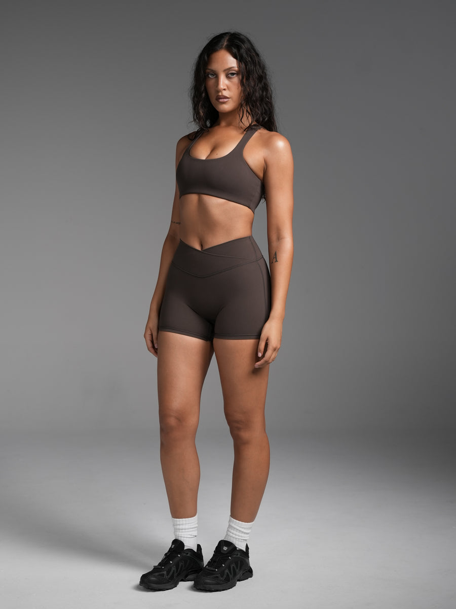 FLX Crossover Invisible Scrunch Shorts 4" Bittersweet