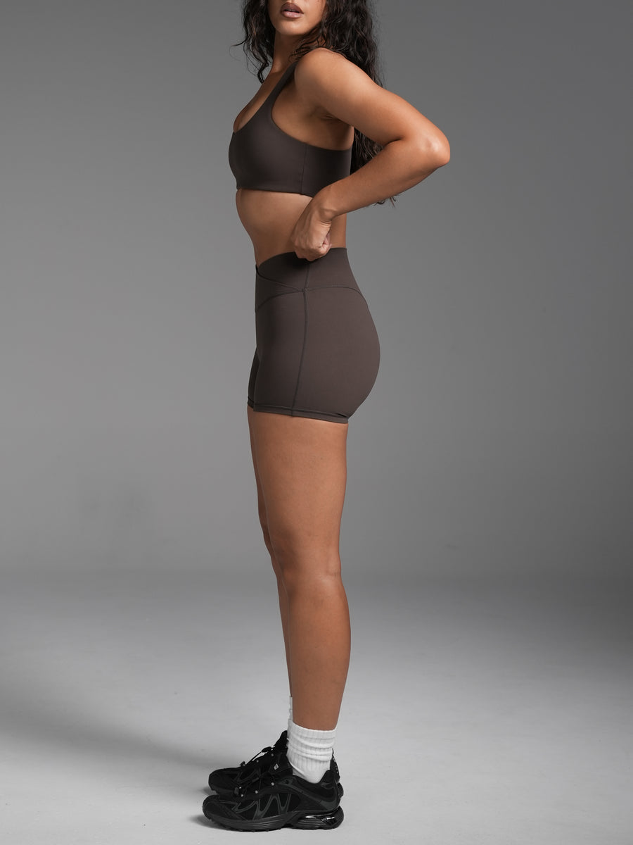 FLX Crossover Invisible Scrunch Shorts 4" Bittersweet