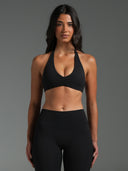 FLX Ruched Halter Bra Black