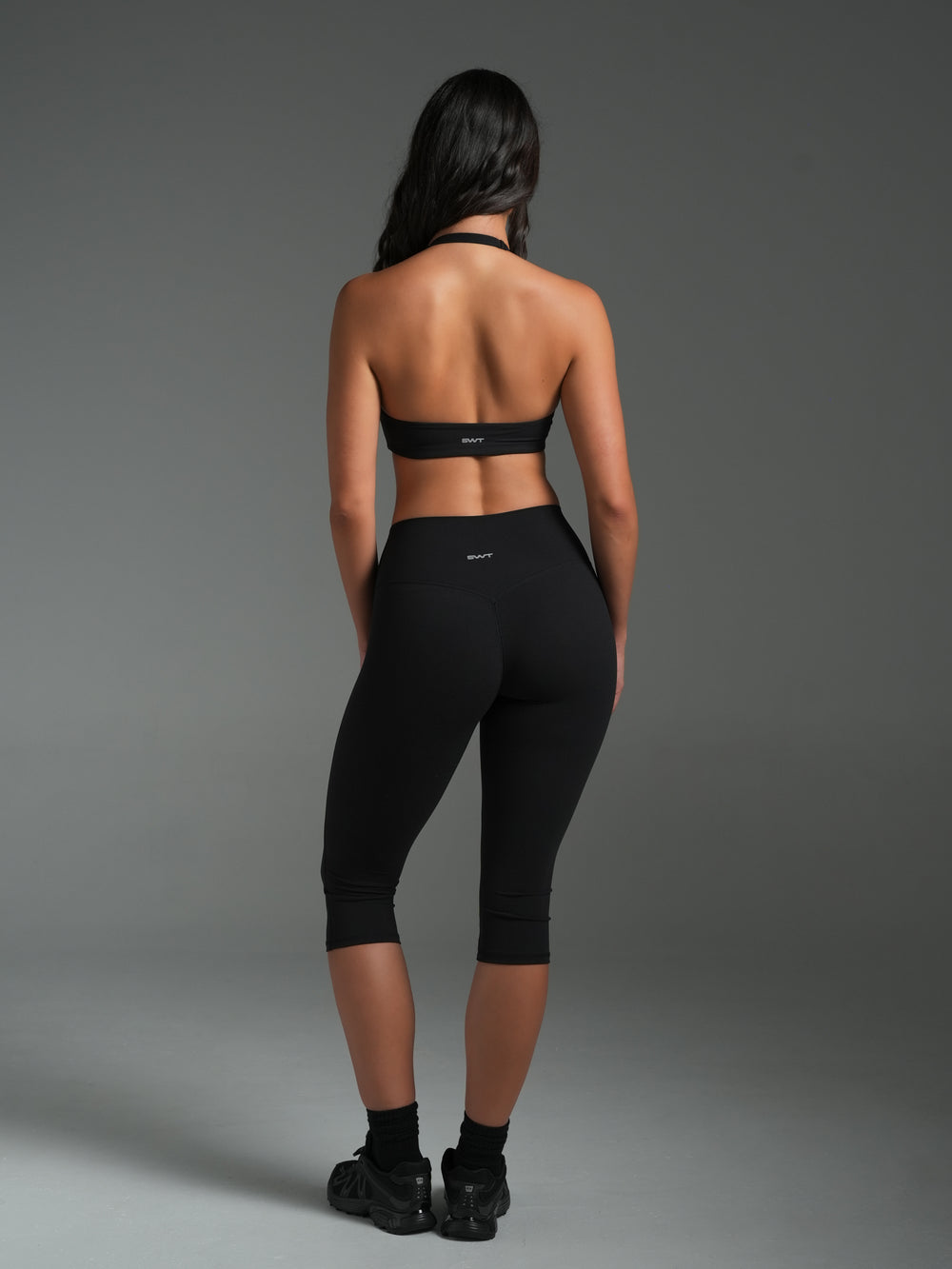 FLX Ruched Halter Bra Black