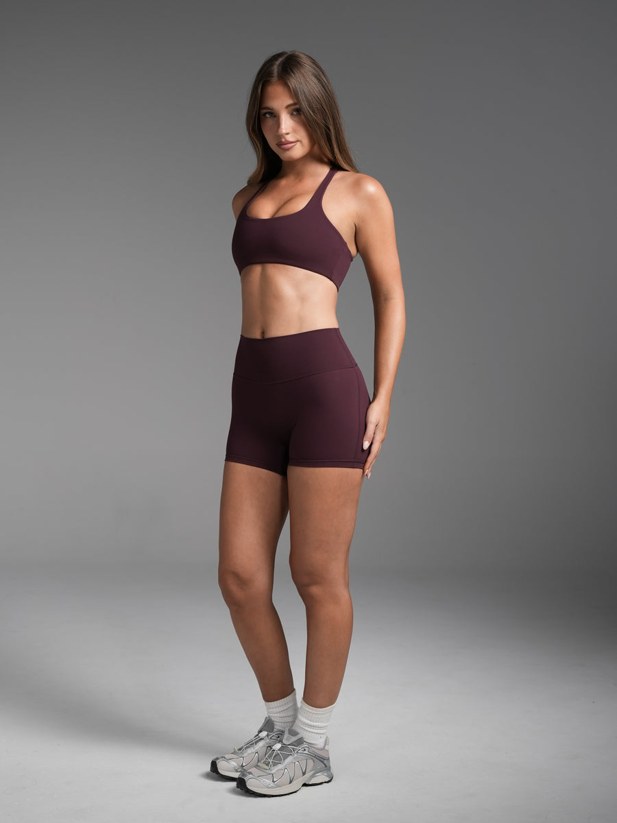 FLX Invisible Scrunch Shorts 4" Dark Cherry