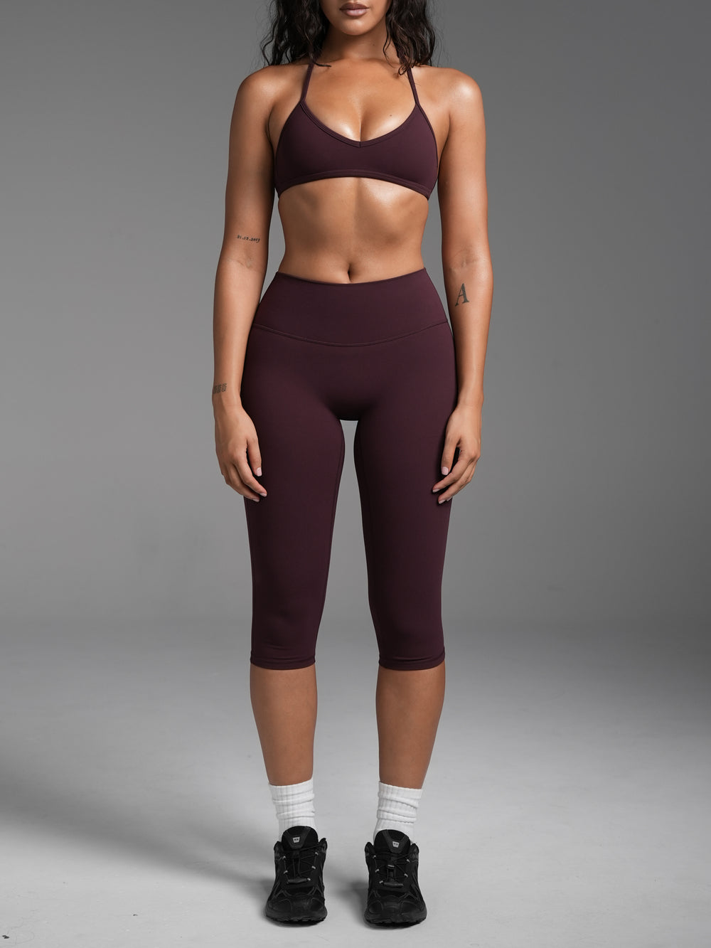 FLX Invisible Scrunch Capris Dark Cherry