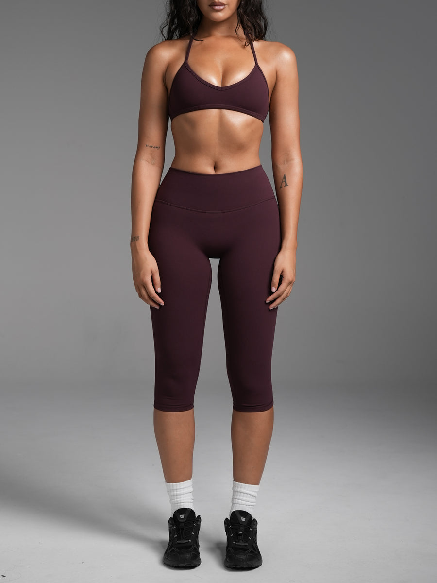 FLX Invisible Scrunch Capris Dark Cherry