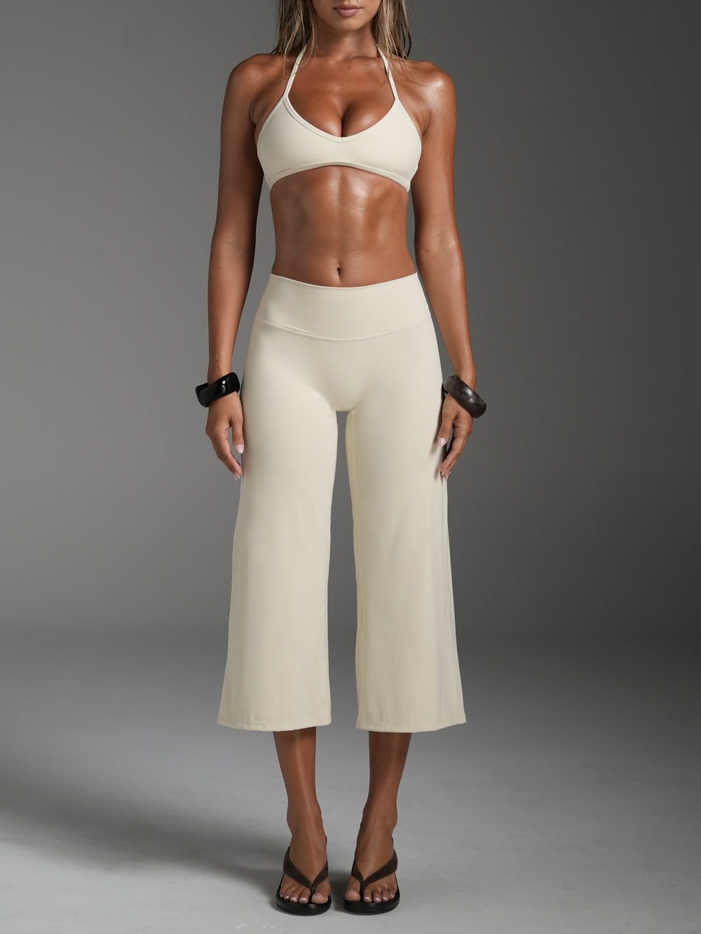 FLX Wide Leg Capris Off White