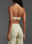 FLX Ruched Halter Bra Off White