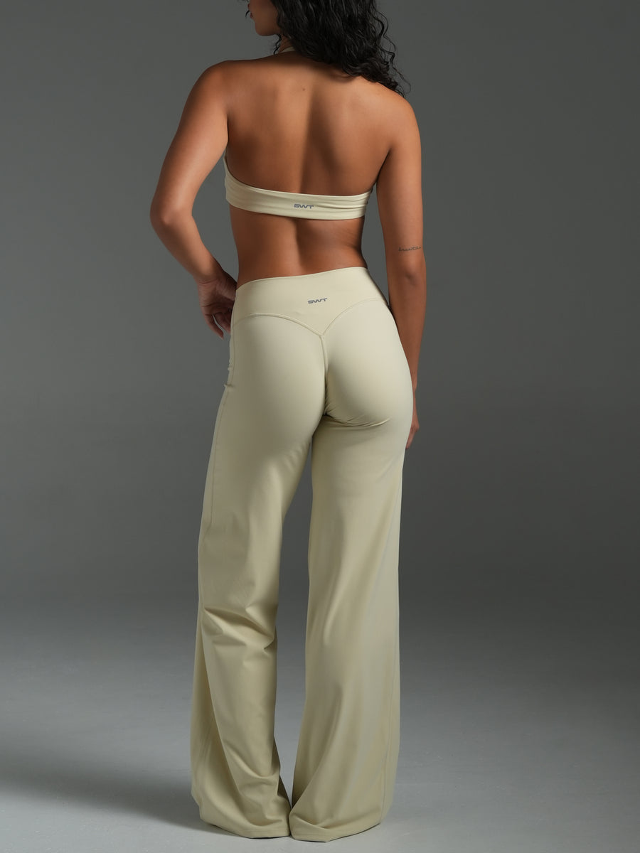 FLX Ruched Halter Bra Off White
