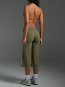 FLX Stripe Wide Leg Capris Khaki/Off White