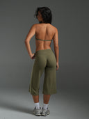 FLX Stripe Wide Leg Capris Khaki/Off White