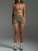 FLX Invisible Scrunch Shorts 4" Khaki