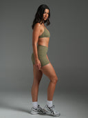 FLX Invisible Scrunch Shorts 4" Khaki