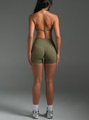 FLX Invisible Scrunch Shorts 4" Khaki