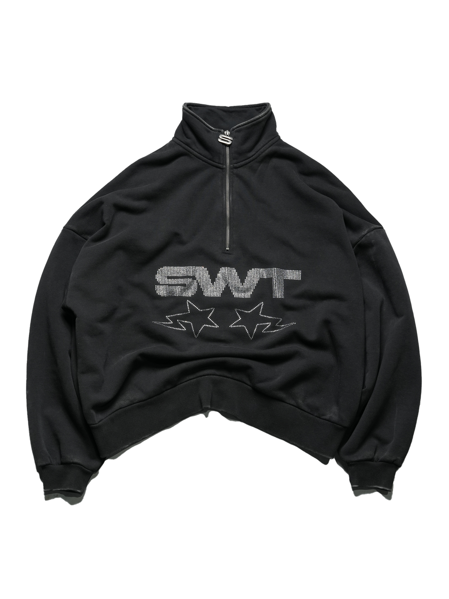 Rhinestone Oversized Quarter Zip