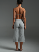 Stripe Wide Leg Capris Grey Marle/White