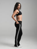 Foldover Stripe Pants Black