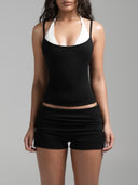 FLX Layered Halter Tank Black/White