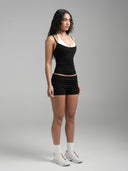 FLX Layered Halter Tank Black/White