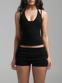 FLX Layered Halter Tank Black
