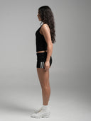 Foldover Stripe Shorts Black