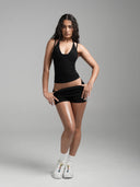 FLX Layered Halter Tank Black