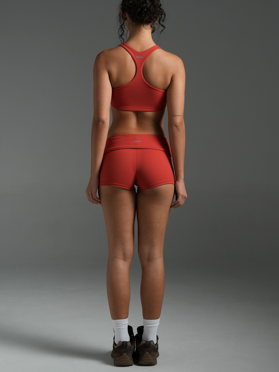 Stripe Foldover Hot Shorts Rouge/Bittersweet
