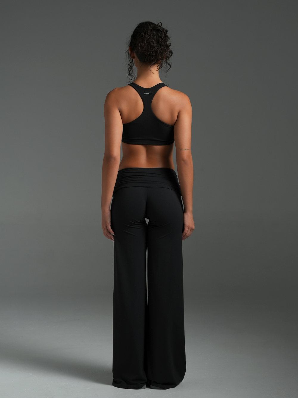FLX Foldover Stripe Wide Leg Bottoms Black/White