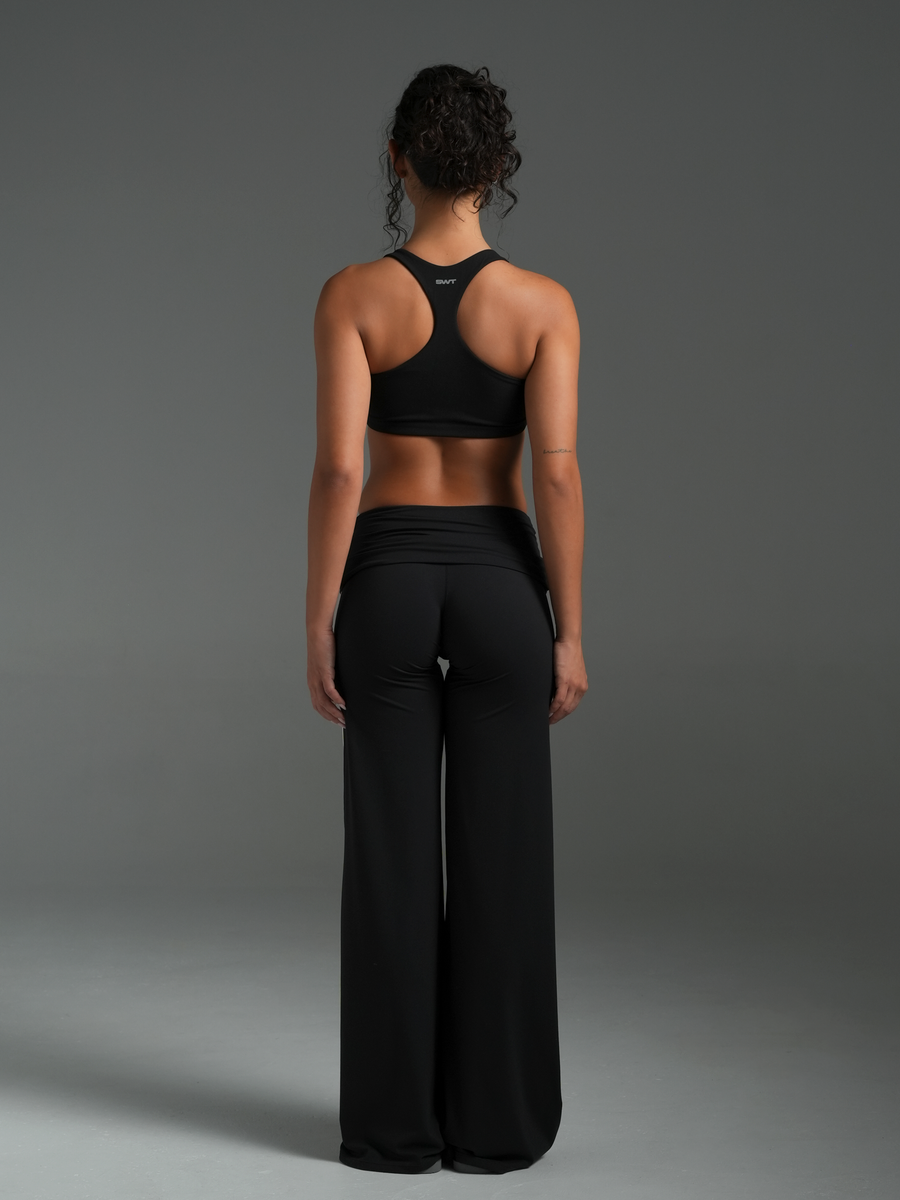 FLX Foldover Stripe Wide Leg Bottoms Black/White