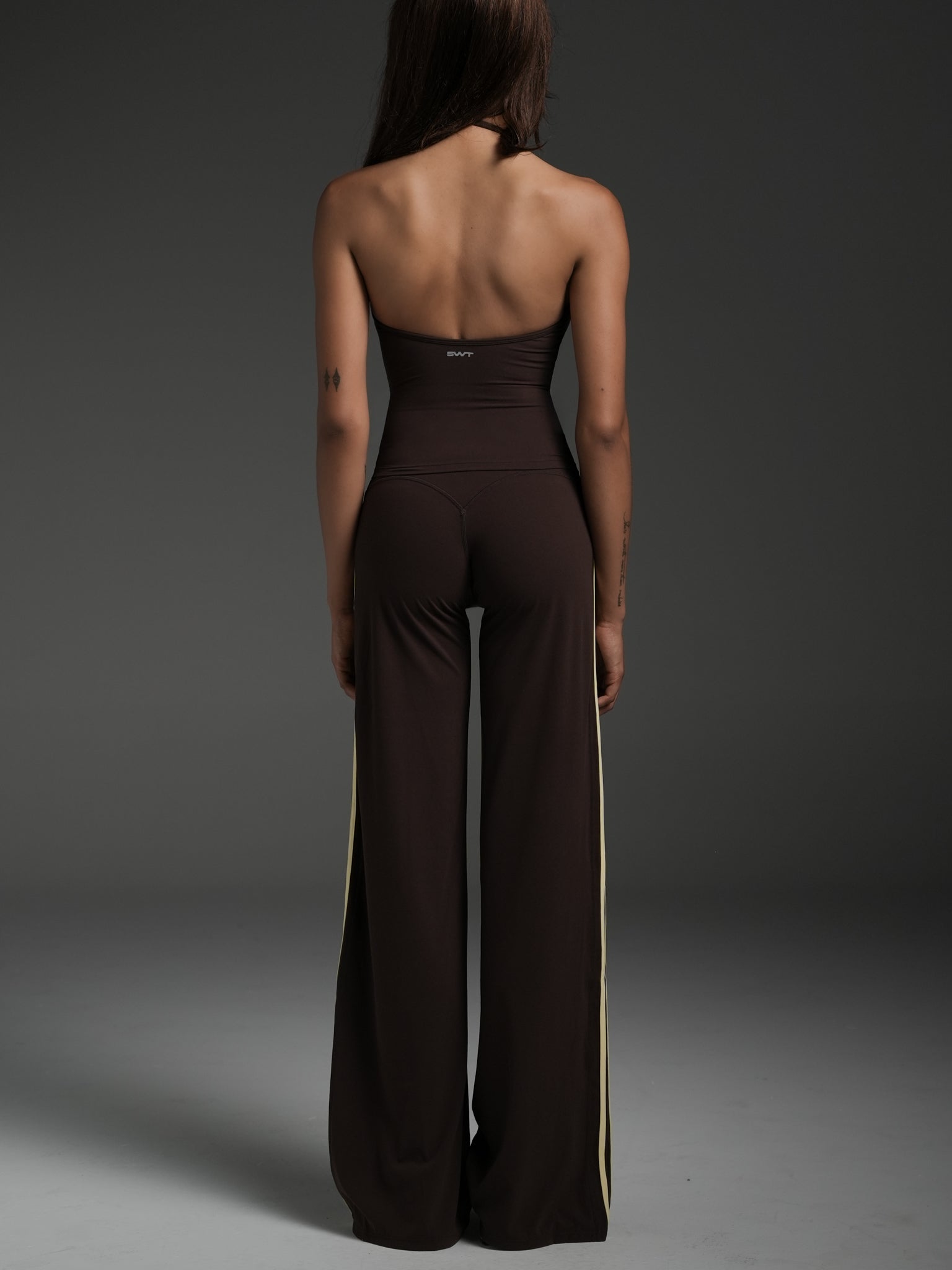 Chocolate/Vanilla FLX Stripe Wide Leg Bottoms | SWT Active