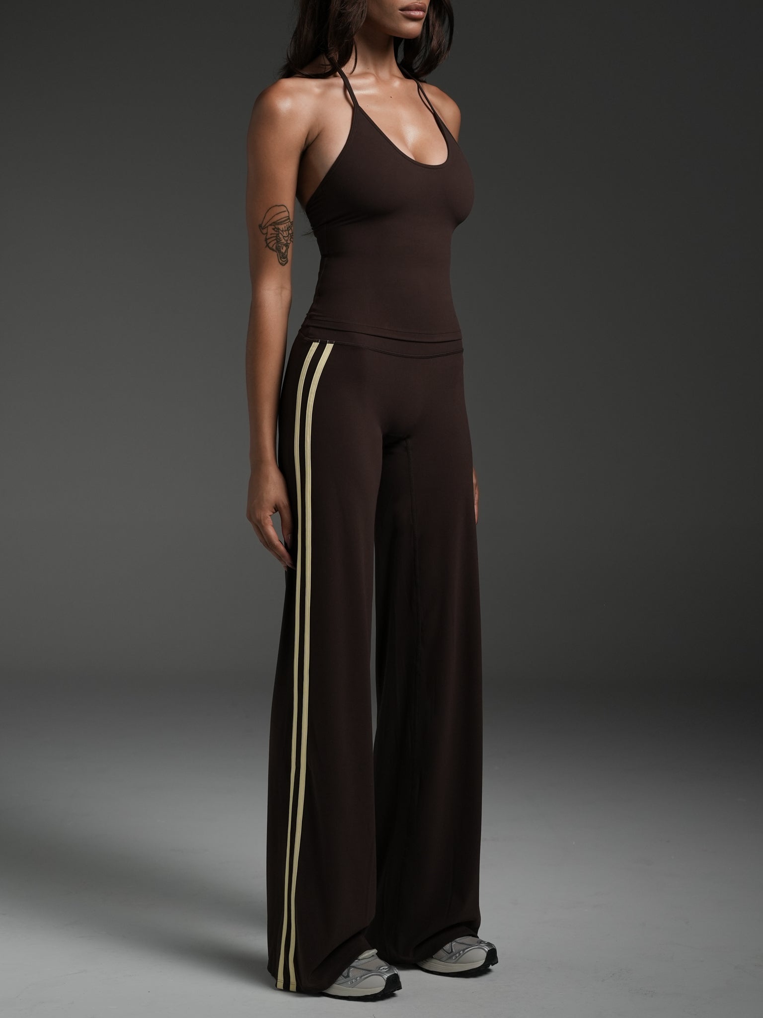 Chocolate/Vanilla FLX Stripe Wide Leg Bottoms | SWT Active