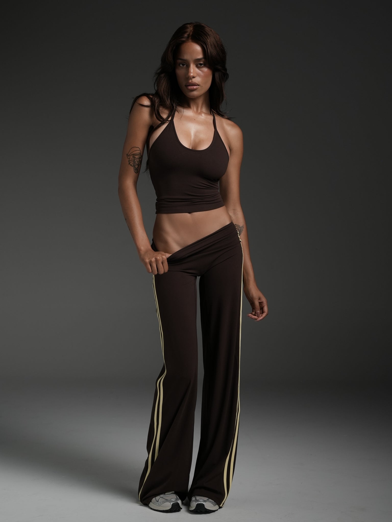Chocolate/Vanilla FLX Stripe Wide Leg Bottoms | SWT Active
