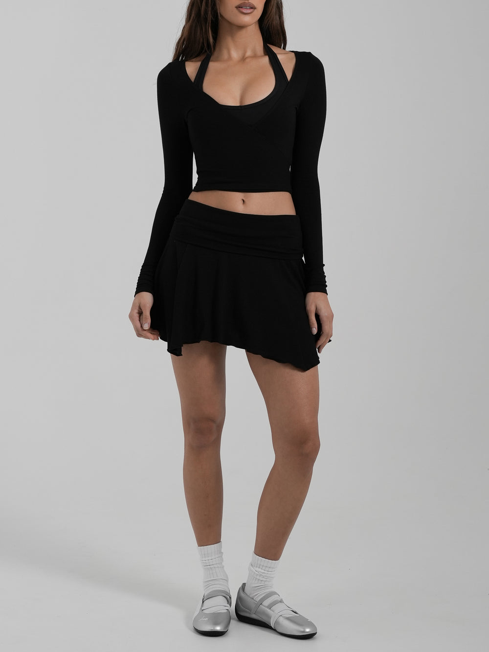 Asymmetrical Skort Black