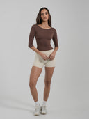 3/4 Sleeve Top Coffee