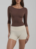 3/4 Sleeve Top Coffee