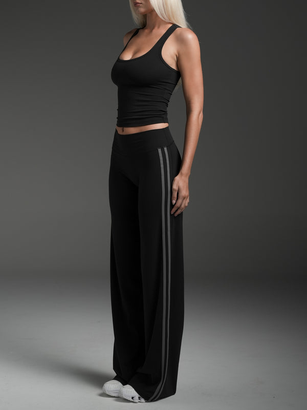 FLX Stripe Wide Leg Bottoms Black/Grey