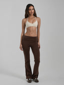 Foldover Stripe Pants Coffee