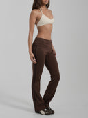 Foldover Stripe Pants Coffee