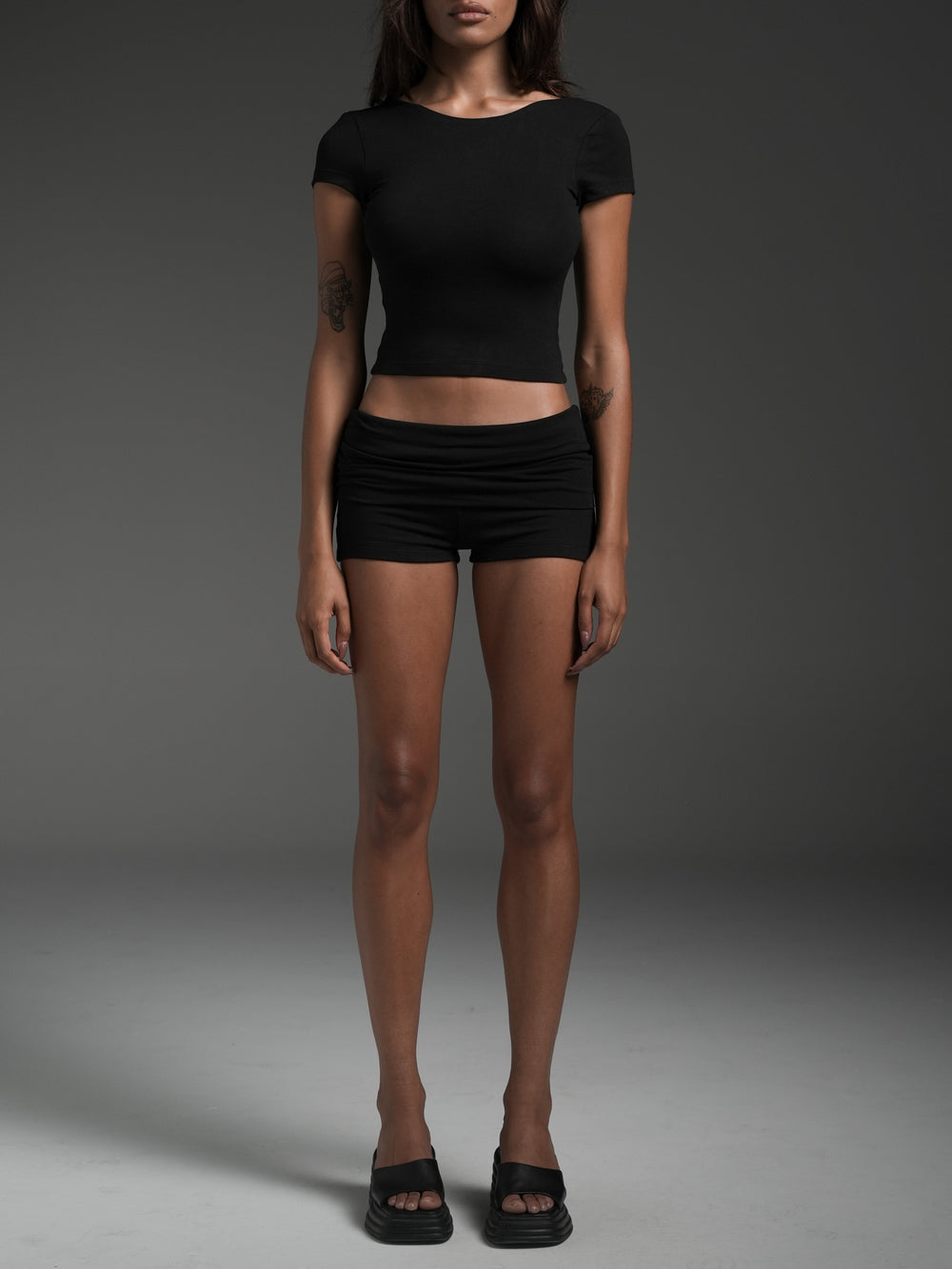 Foldover Shorts Black