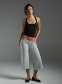 Stripe Wide Leg Capris Grey Marle/White