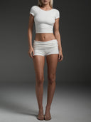 Foldover Shorts White