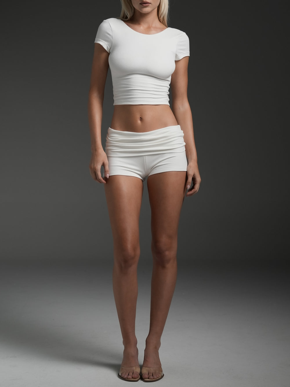 Foldover Shorts White