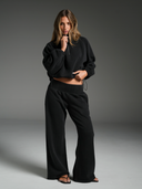 Wide Leg Track Pants Washed Black