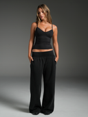 Wide Leg Track Pants Washed Black
