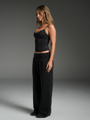 Wide Leg Track Pants Washed Black