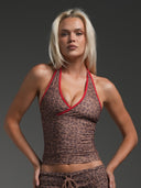 FLX Crossover Halter Tank Leopard/Chilli 