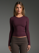 FLX Fitted V-Neck Long Sleeve Dark Cherry