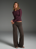 FLX Fitted V-Neck Long Sleeve Dark Cherry