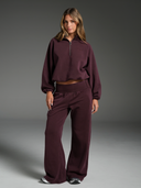Wide Leg Track Pants Dark Cherry