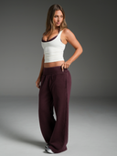 Wide Leg Track Pants Dark Cherry