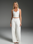 Wide Leg Track Pants Ivory