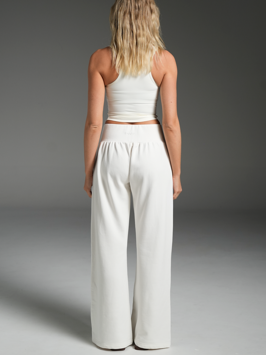 Wide Leg Track Pants Ivory